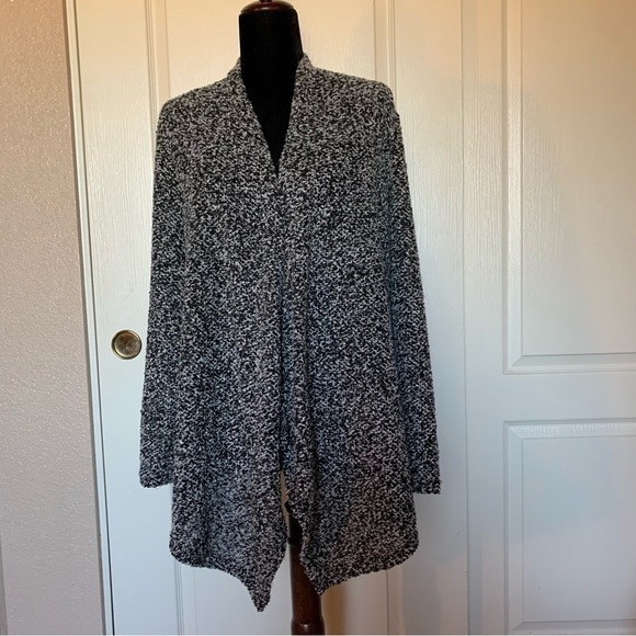 Sunday Open Waterfall Front Cardigan Sweater Grey And Black Size Xl